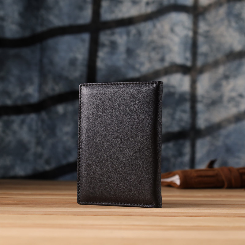 Стильная обложка на паспорт универсального формата из натуральной кожи ST Leather Черный