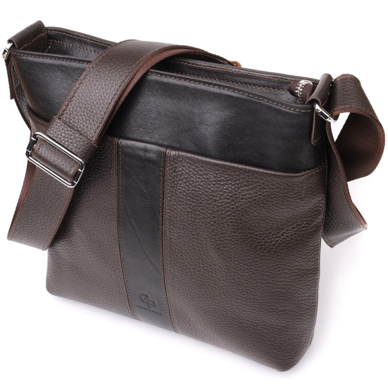 Стильна сумка через плече для чоловіків із натуральної шкіри GRANDE PELLE Коричневий