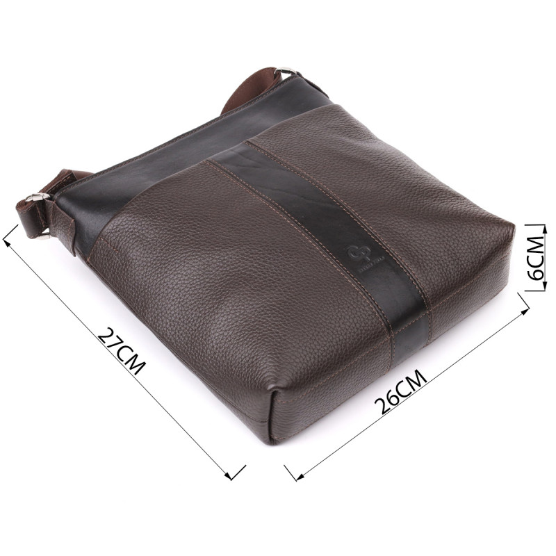 Стильна сумка через плече для чоловіків із натуральної шкіри GRANDE PELLE Коричневий