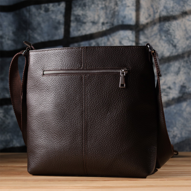 Стильна сумка через плече для чоловіків із натуральної шкіри GRANDE PELLE Коричневий
