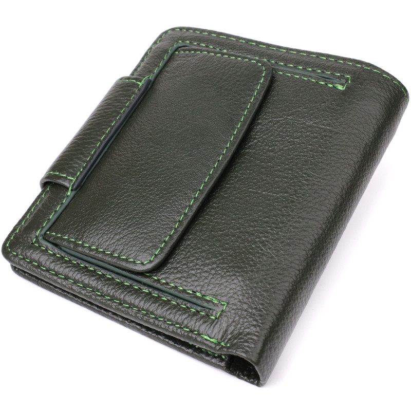 Вертикальный женский кошелек из натуральной кожи ST Leather Зеленый