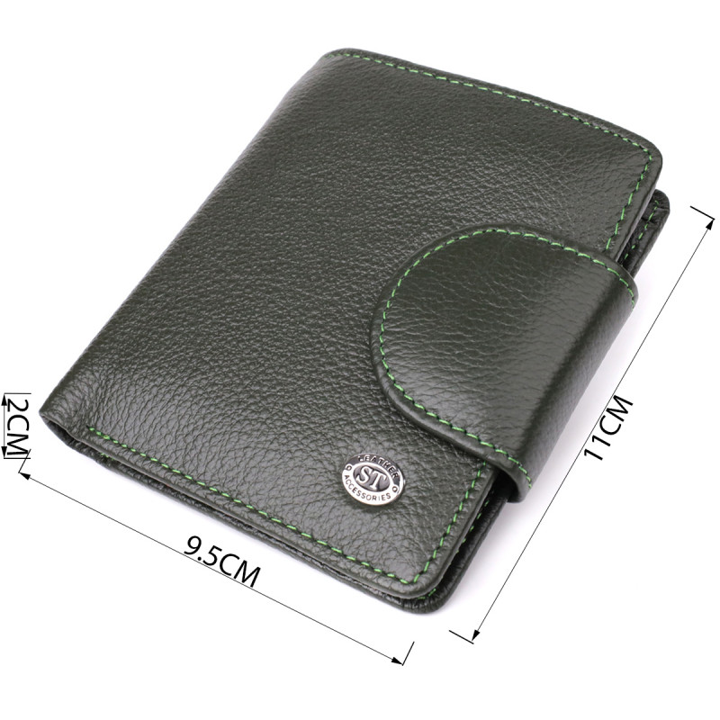 Вертикальный женский кошелек из натуральной кожи ST Leather Зеленый
