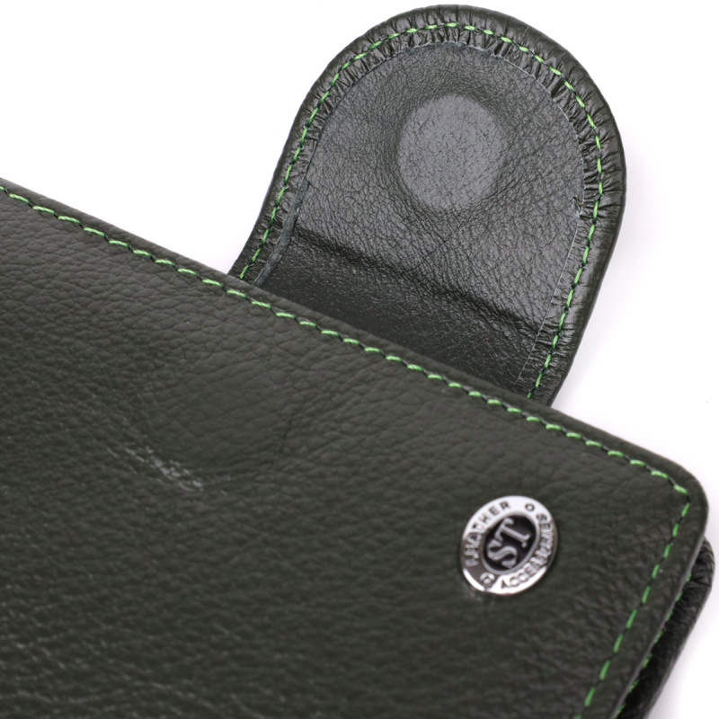 Вертикальный женский кошелек из натуральной кожи ST Leather Зеленый