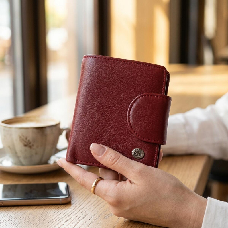 Жіночий гаманець вертикального формату з натуральної шкіри ST Leather Бордовий