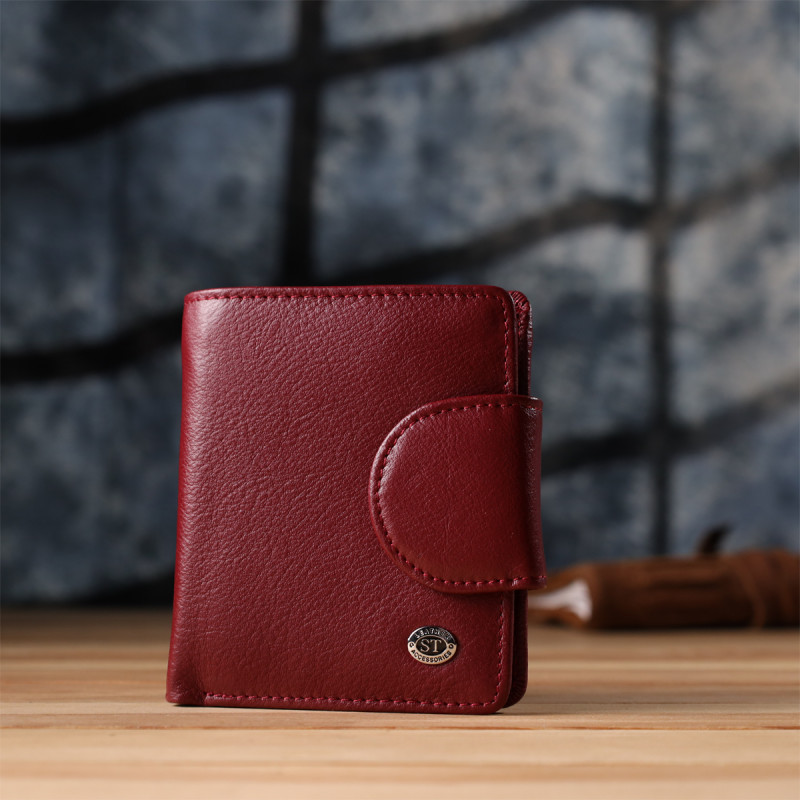 Женский кошелек вертикального формата из натуральной кожи ST Leather Бордовый