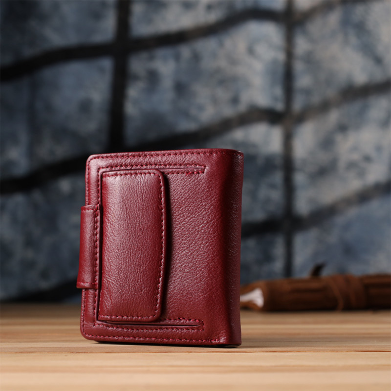 Женский кошелек вертикального формата из натуральной кожи ST Leather Бордовый