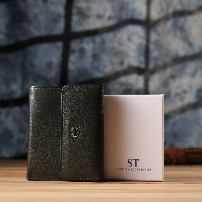 Женский кошелек среднего размера из натуральной кожи ST Leather Зеленый