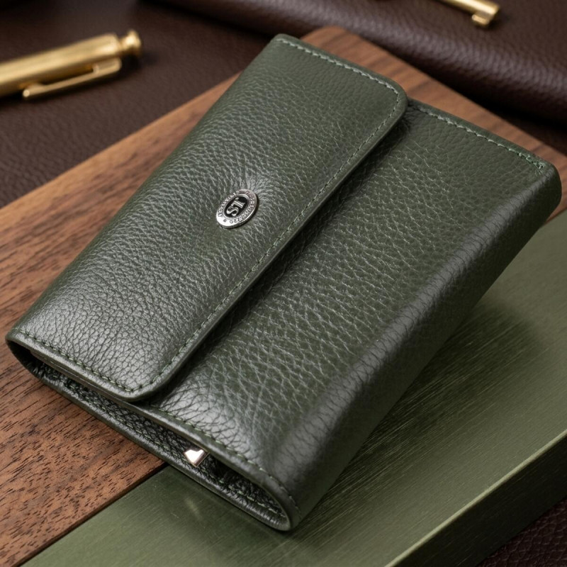 Женский кошелек среднего размера из натуральной кожи ST Leather Зеленый