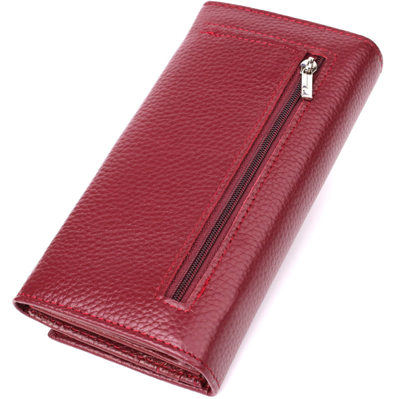 Практичный вертикальный кошелек из натуральной кожи ST Leather Бордовый