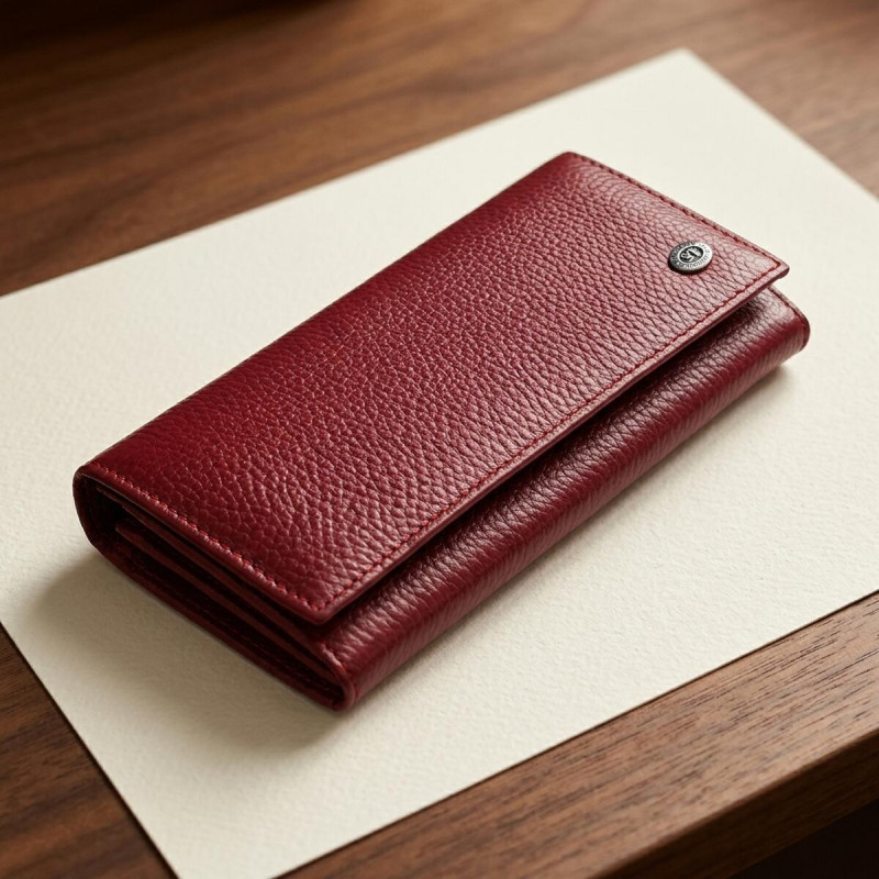 Практичний вертикальний гаманець із натуральної шкіри ST Leather Бордовий