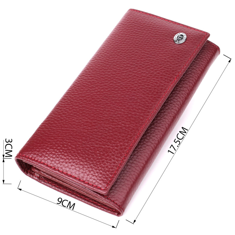 Практичный вертикальный кошелек из натуральной кожи ST Leather Бордовый