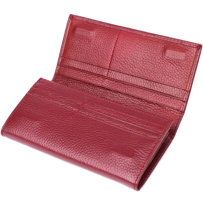 Практичный вертикальный кошелек из натуральной кожи ST Leather Бордовый