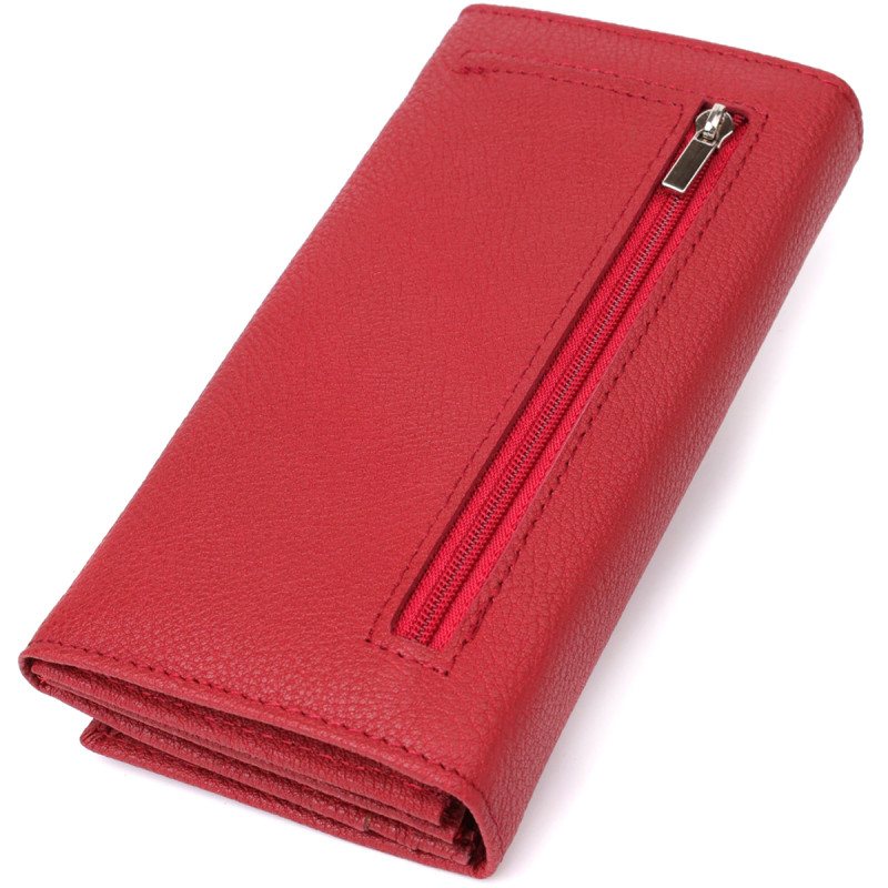 Яркий вертикальный кошелек из натуральной кожи ST Leather Красный