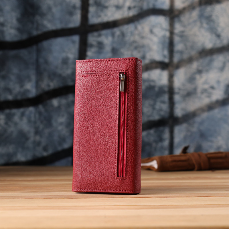 Яркий вертикальный кошелек из натуральной кожи ST Leather Красный
