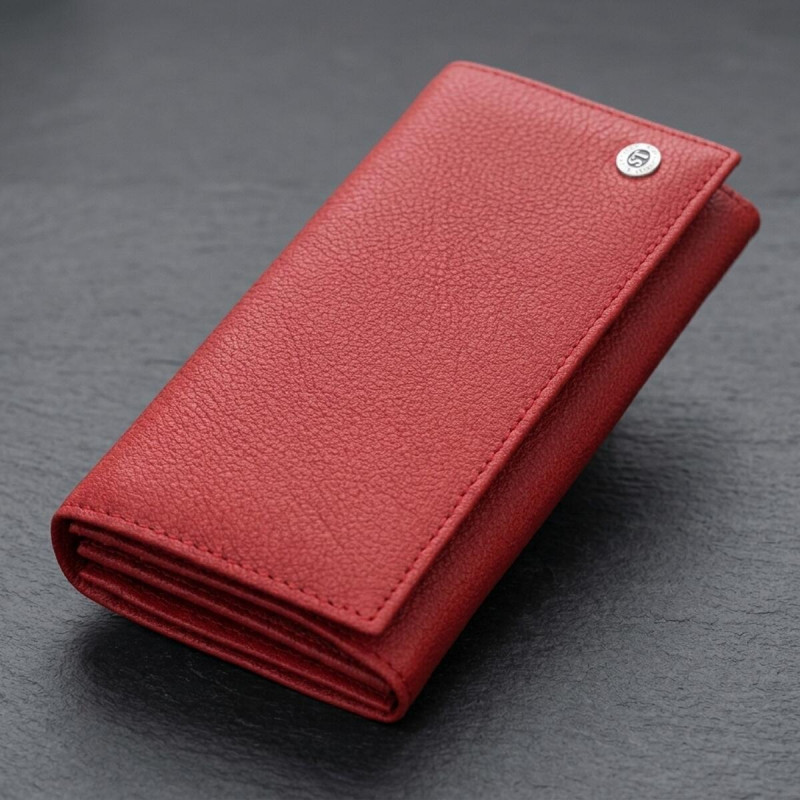 Яскравий вертикальний гаманець із натуральної шкіри ST Leather Червоний