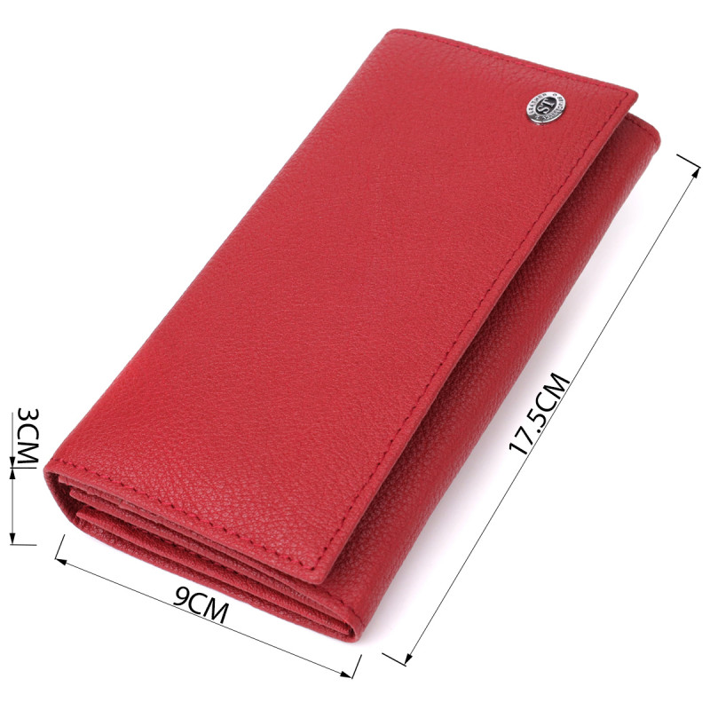 Яркий вертикальный кошелек из натуральной кожи ST Leather Красный