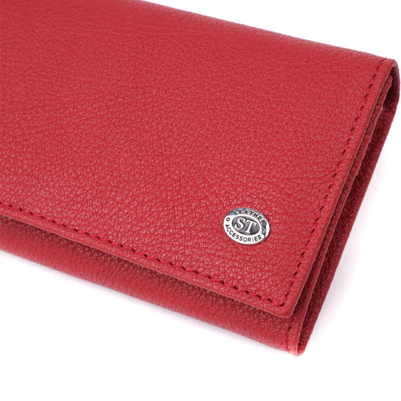 Яркий вертикальный кошелек из натуральной кожи ST Leather Красный