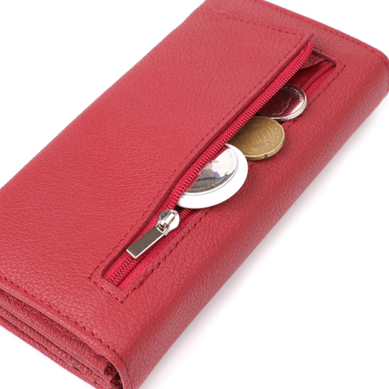 Яркий вертикальный кошелек из натуральной кожи ST Leather Красный