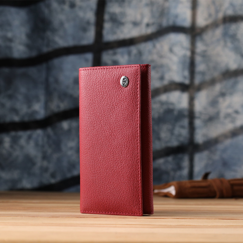 Яркий вертикальный кошелек из натуральной кожи ST Leather Красный