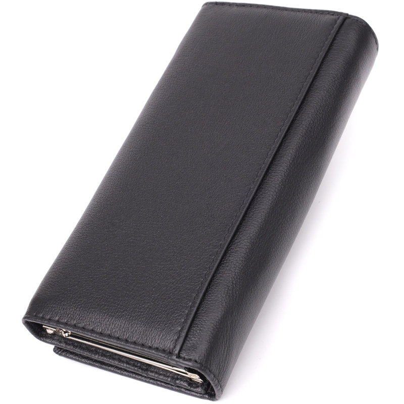 Солидный женский кошелек из натуральной кожи ST Leather Черный