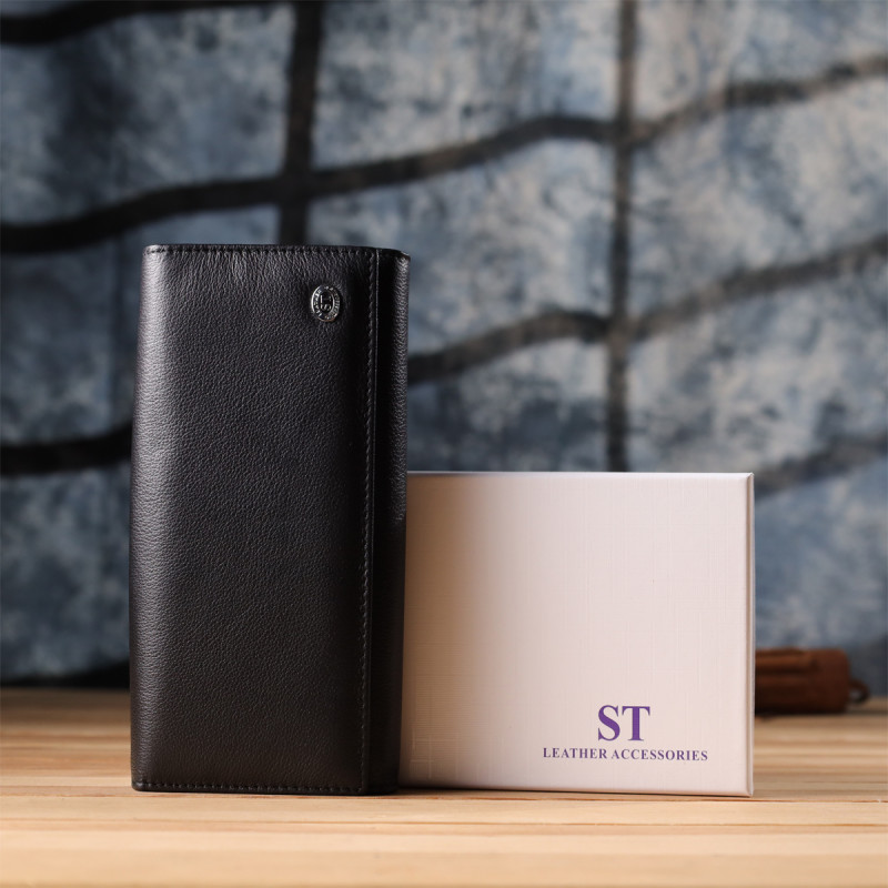 Солидный женский кошелек из натуральной кожи ST Leather Черный