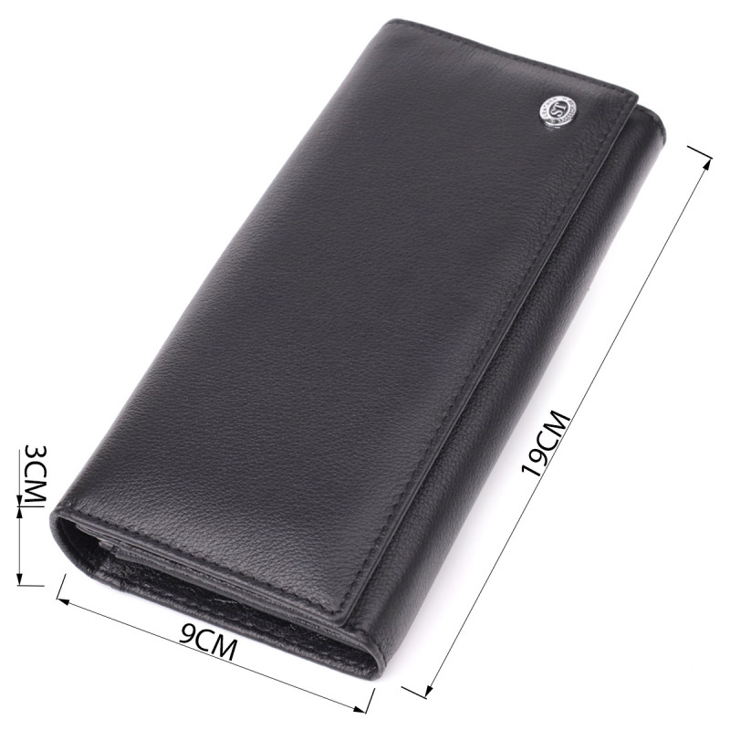 Солидный женский кошелек из натуральной кожи ST Leather Черный