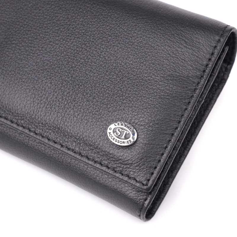 Солидный женский кошелек из натуральной кожи ST Leather Черный