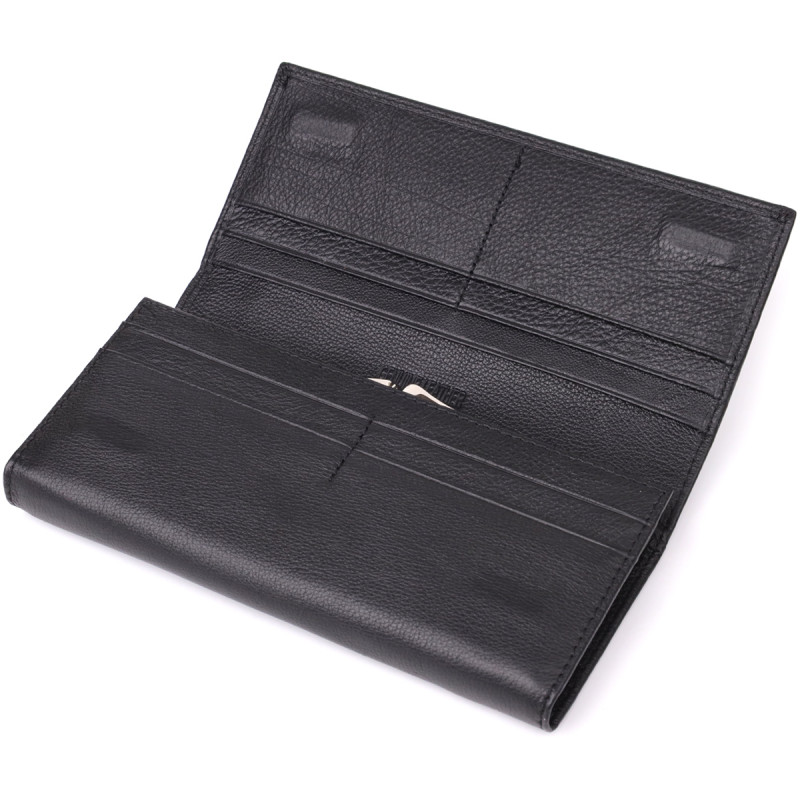 Солидный женский кошелек из натуральной кожи ST Leather Черный