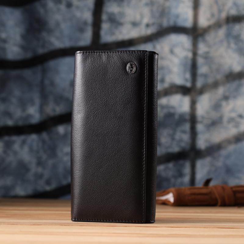 Солидный женский кошелек из натуральной кожи ST Leather Черный