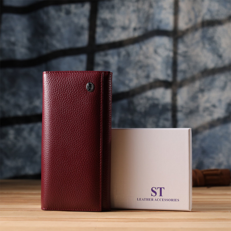 Практичный кошелек для женщин из натуральной кожи ST Leather Бордовый