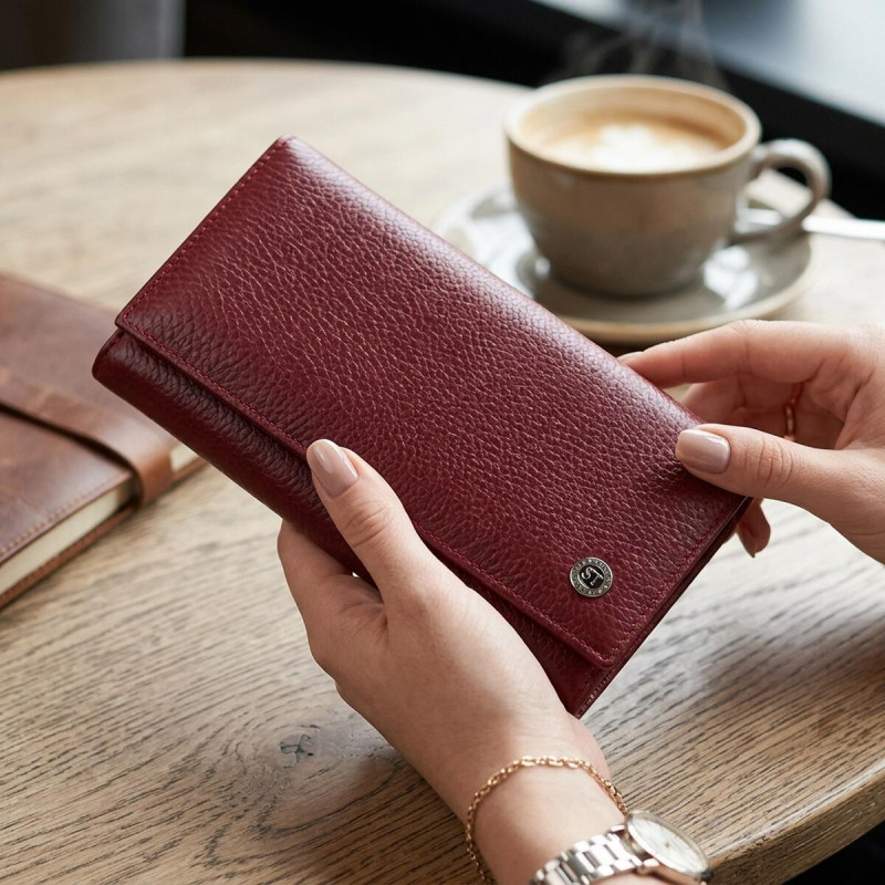 Практичный кошелек для женщин из натуральной кожи ST Leather Бордовый