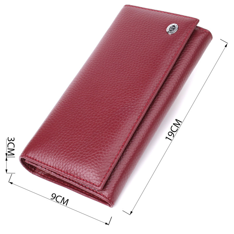 Практичный кошелек для женщин из натуральной кожи ST Leather Бордовый