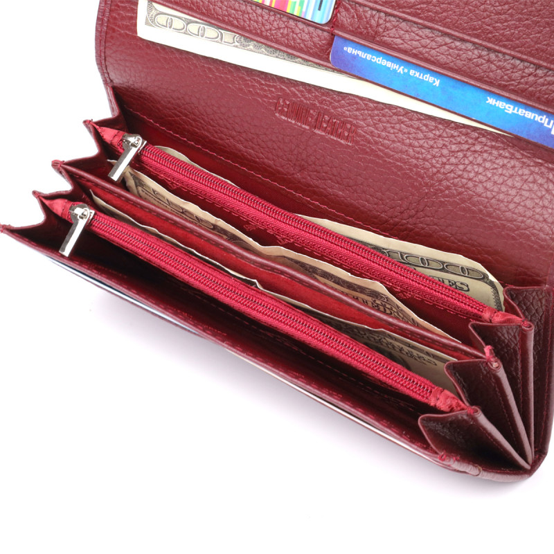 Практичный кошелек для женщин из натуральной кожи ST Leather Бордовый