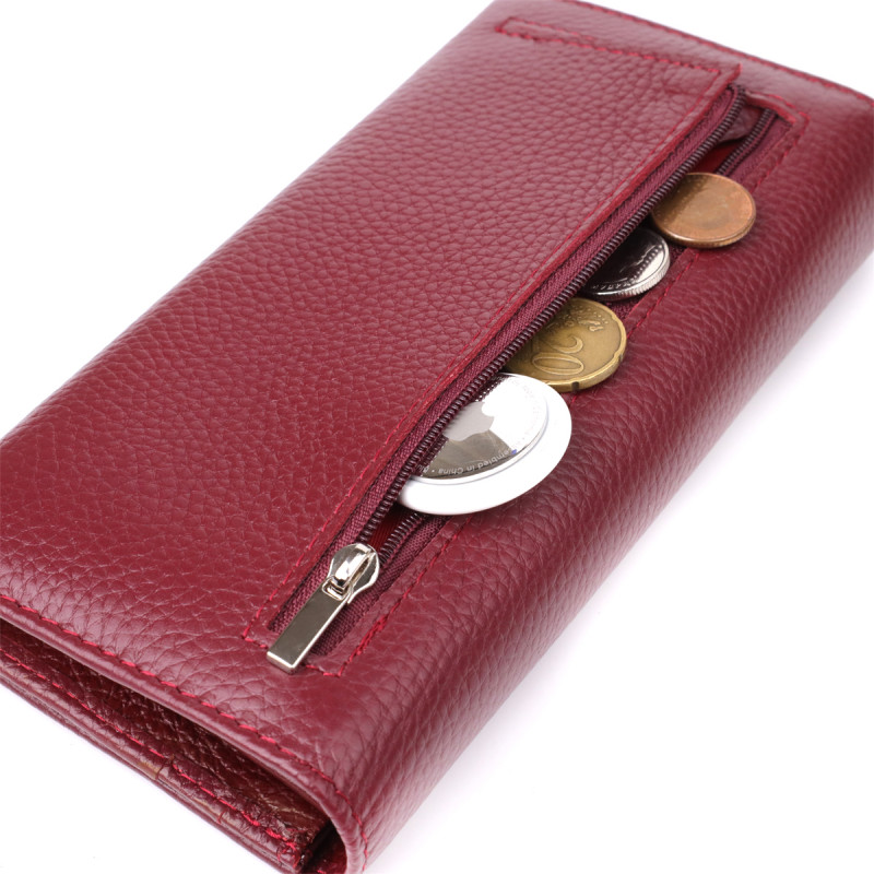 Практичный кошелек для женщин из натуральной кожи ST Leather Бордовый