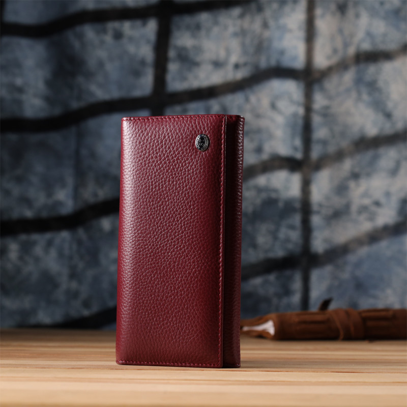 Практичный кошелек для женщин из натуральной кожи ST Leather Бордовый