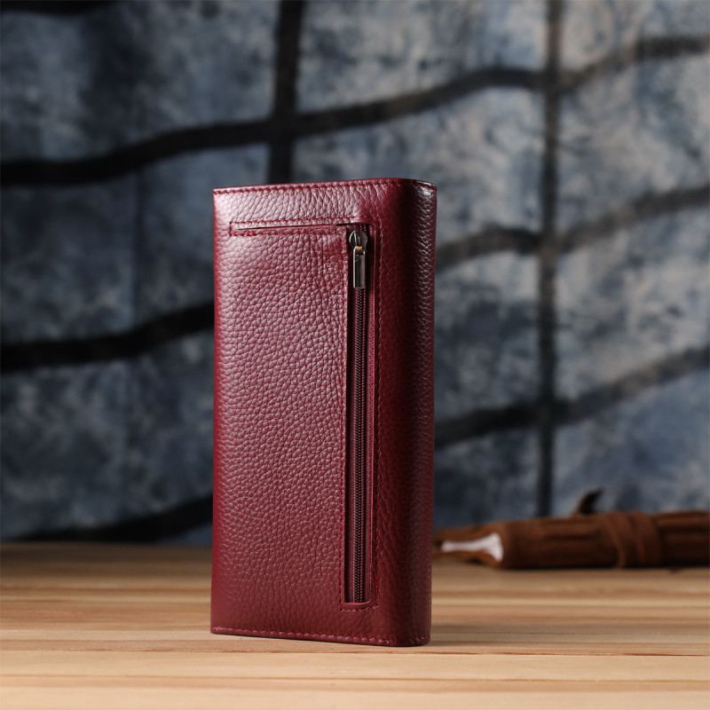 Практичный кошелек для женщин из натуральной кожи ST Leather Бордовый