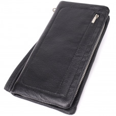 Женский кожаный кошелек-клатч с отделением под телефон ST Leather Черный