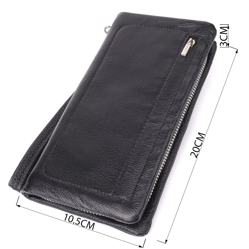 Женский кожаный кошелек-клатч с отделением под телефон ST Leather Черный