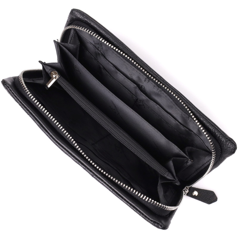 Женский кожаный кошелек-клатч с отделением под телефон ST Leather Черный