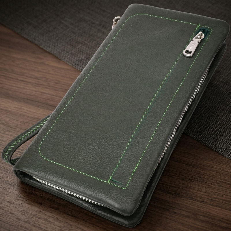 Стильный кошелек-клатч для женщин с отделением под телефон ST Leather Зеленый