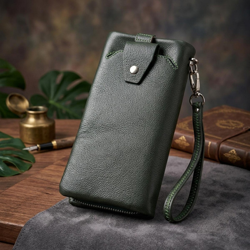 Стильный кошелек-клатч для женщин с отделением под телефон ST Leather Зеленый
