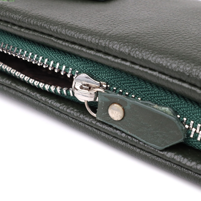 Стильный кошелек-клатч для женщин с отделением под телефон ST Leather Зеленый