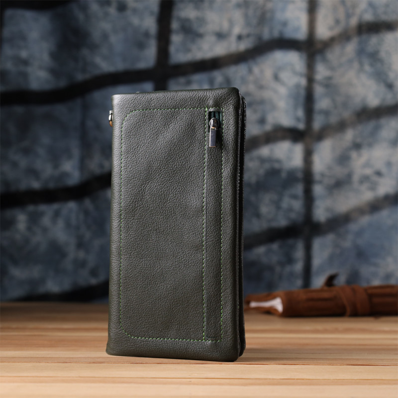 Стильный кошелек-клатч для женщин с отделением под телефон ST Leather Зеленый
