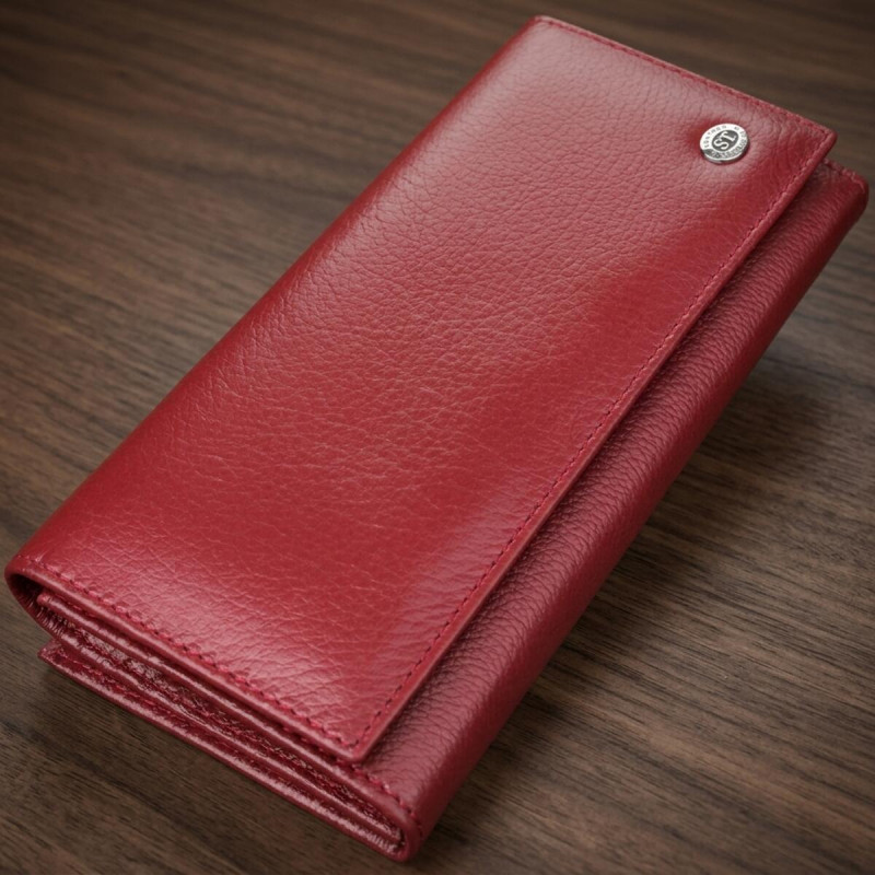 Елегантний гаманець для жінок з монетницею із натуральної шкіри ST Leather Бордовий