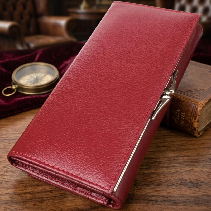 Елегантний гаманець для жінок з монетницею із натуральної шкіри ST Leather Бордовий