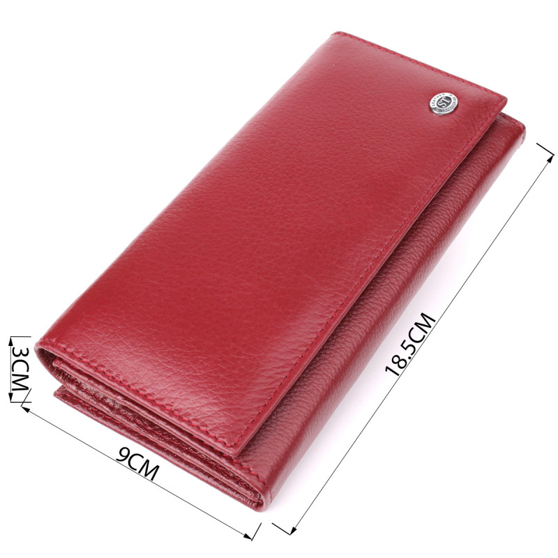 Элегантный кошелек для женщин с монетницей из натуральной кожи ST Leather Бордовый