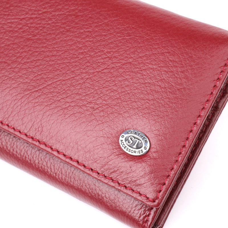 Элегантный кошелек для женщин с монетницей из натуральной кожи ST Leather Бордовый