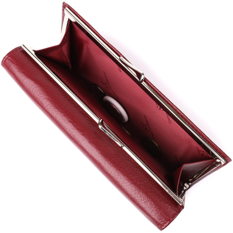 Элегантный кошелек для женщин с монетницей из натуральной кожи ST Leather Бордовый