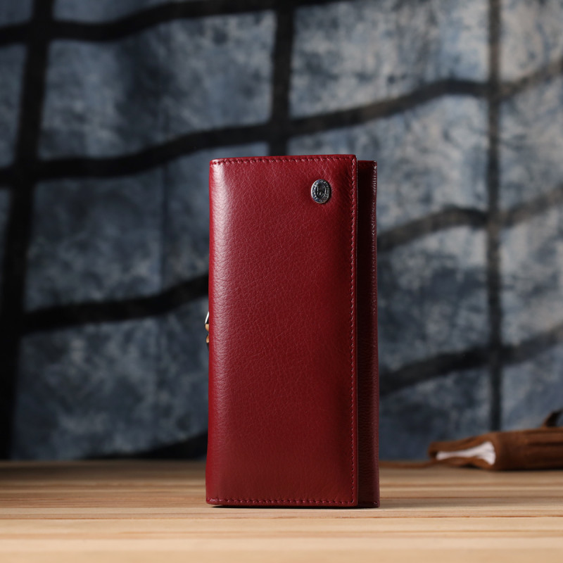 Элегантный кошелек для женщин с монетницей из натуральной кожи ST Leather Бордовый