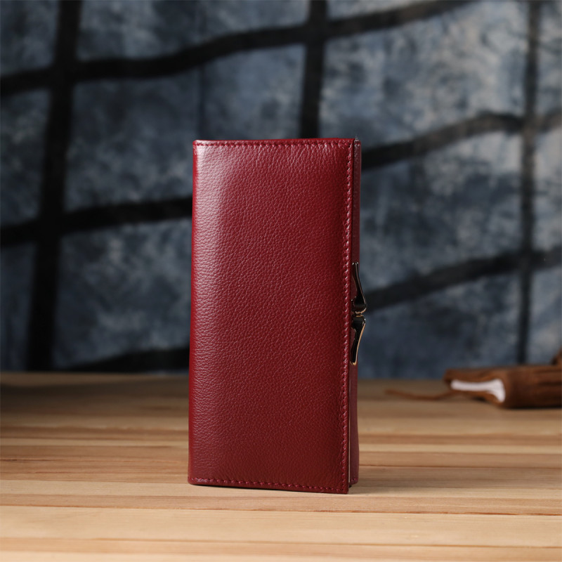 Элегантный кошелек для женщин с монетницей из натуральной кожи ST Leather Бордовый